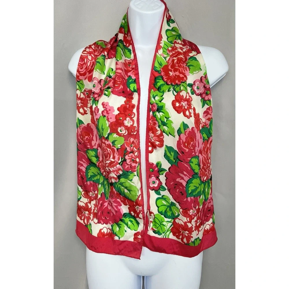 Vintage Rose 100% Silk Scarf Rectangle by Worthington Y2K 52
